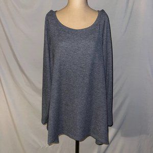 LOGO Waffle Knit Shark Bite Sweater Tunic - Gray